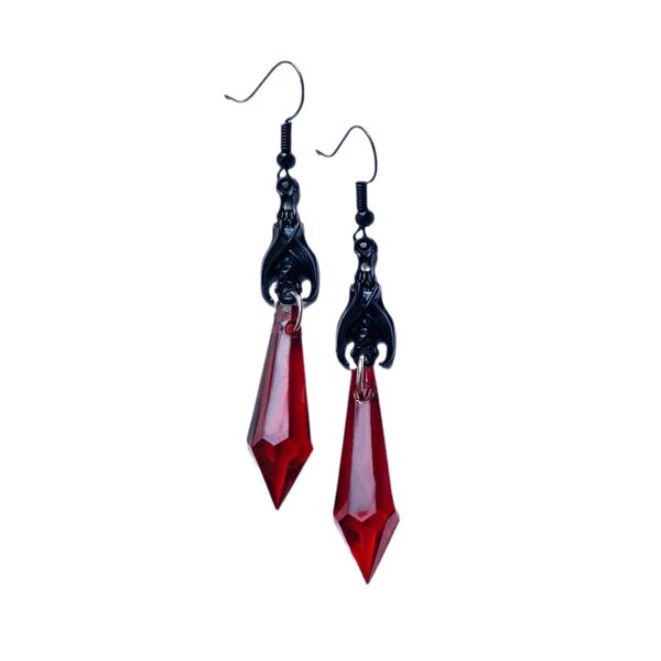 Wholesale Cross-border foreign trade Amazon Gothic jewelry black bat with red teardrop earrings factory direct sales