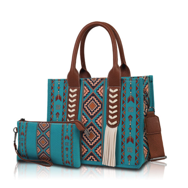 Wholesale Cross-Border Ready-Made Bohemian Tote Bag Ethnic Style Tassel Personalized Mother-In-Law Bag Canvas Large Capacity Crossbody Bag