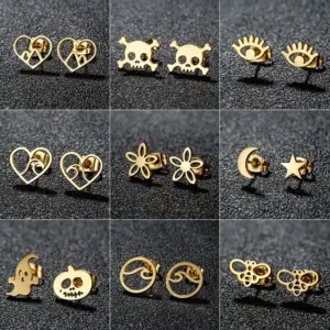 Wholesale PVD Coated 18K Gold Real Gold Plated Animal 304 Stainless Steel Cartoon Style Sweet Waterproof Non Tarnish Ear Studs