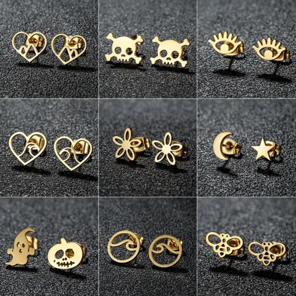 Wholesale PVD Coated 18K Gold Real Gold Plated Animal 304 Stainless Steel Cartoon Style Sweet Waterproof Non Tarnish Ear Studs
