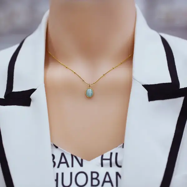 Wholesale Simple Style Geometric Titanium Steel Tassel Plating Zircon Pendant Necklace 1 Piece