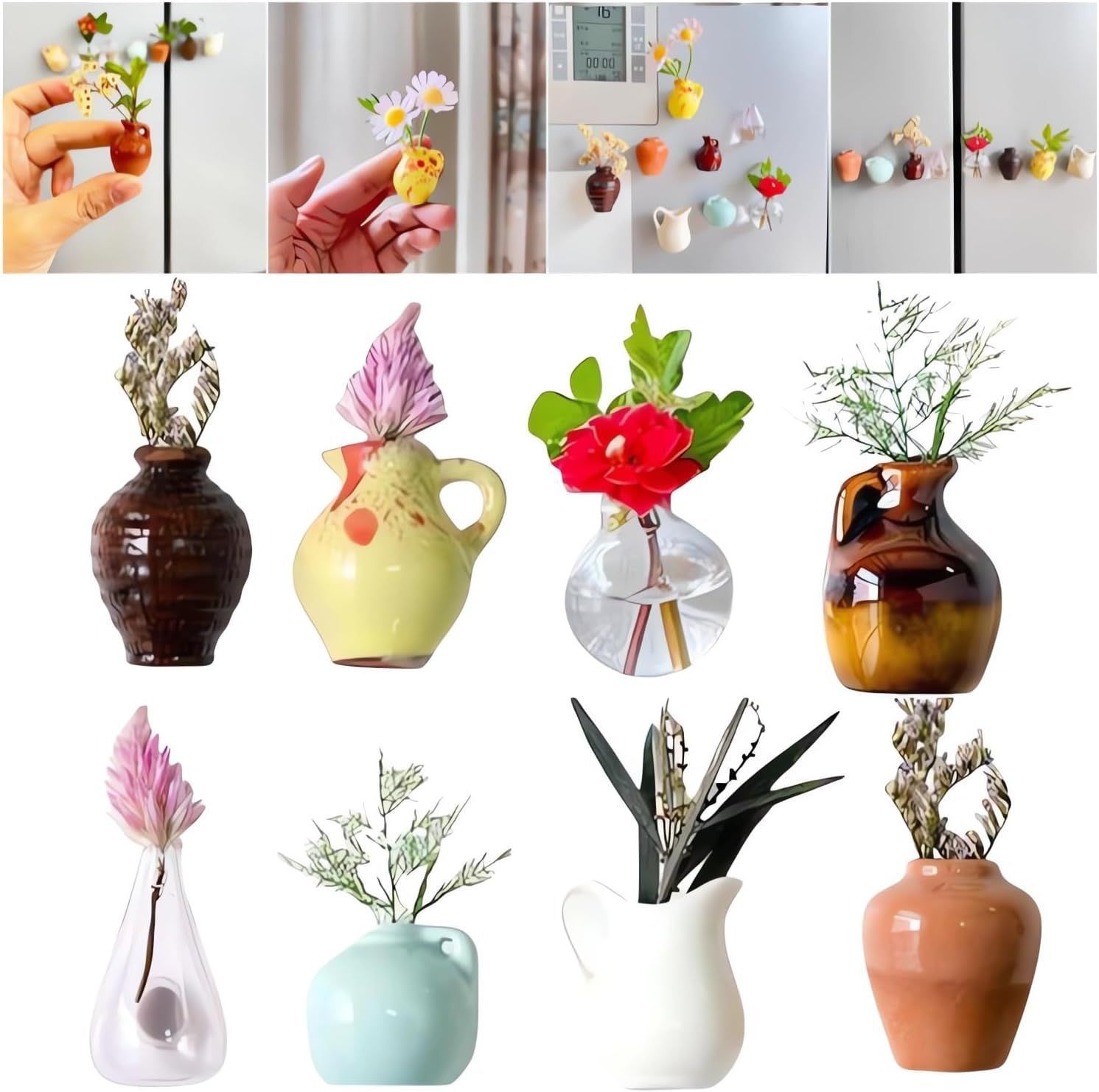 Wholesale Cross-border New Mini Vase Refrigerator Stickers Home Kitchen Refrigerator Decoration Aessories Oice Desktop Resin Ornaments