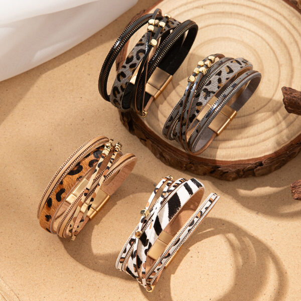 oly-b799784f89a70d1756fc3a42036d48ca Wholesale Leopard print fur magnetic buckle bracelet
