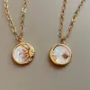 Wholesale Jewelry Simple Style Commute Star Moon 304 Stainless Steel Shell 18K Gold Plated Enamel Stainless Steel Necklaces