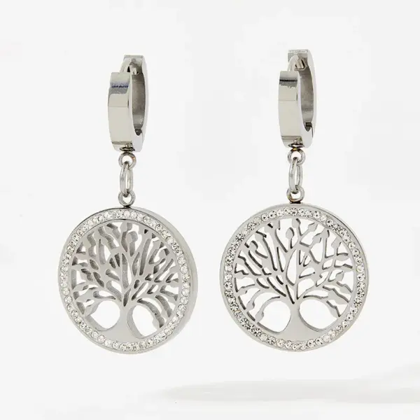 PVD Coated Real Gold Plated Tree 304 Stainless Steel Style Waterproof Non Tarnish Drop Earrings