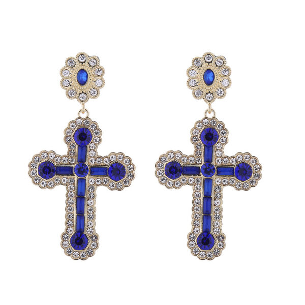 Wholesale diamond cross earrings fashion temperament medieval gold and silver pin earrings earrings
