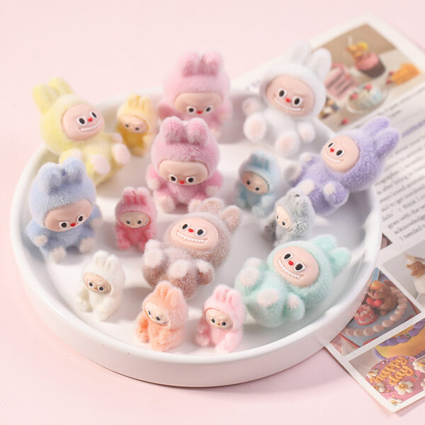 Wholesale Mini Flocked Bunny Blind Box DIY with Perforated Jewelry Accessories Keychain Pendant Cultural and Creative Gifts Resin Accessories