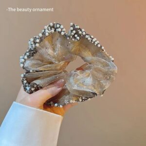 Organza Pearl drill beige hair ring