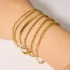 Wholesale 304 Stainless Steel Solid Color PVD Coated Real Gold Plated 18K Gold IG Style Modern Style Waterproof Non Tarnish Cuban Link Chain Curb Chain Figaro Chain Lobster Trigger Clasp Closure Gold Bracelets