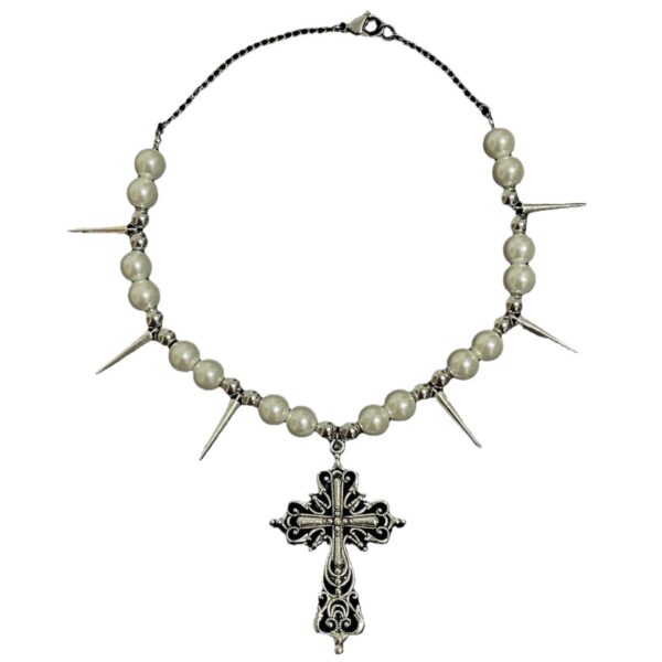 Wholesale Cross-border popular accessories European and American fashion ins women's exaggerated personality awl necklace Pearl awl short clavicle chain