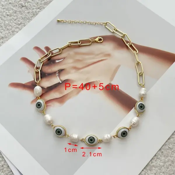 Wholesale Fashionable Colorful Devil's Eye Bracelet Women's Style Dark Style Geometric Pattern Enameled Copper And Resin Necklace