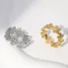 Wholesale PVD Coated Real Gold Plated Flower Stainless Steel Sweet Waterproof Non Tarnish Rings