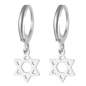 Steel color six-pointed star earrings