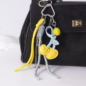 Miu braided rope-pearl chain-resin papaya-yellow cherry