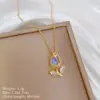Wholesale Titanium Steel Copper Gold Plated Modern Style Classic Style Inlay Tulip Zircon Pendant Necklace