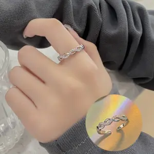 Silver Zircon Twist Ring