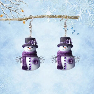 Wholesale Purple Christmas Snowman Acrylic Earrings