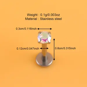 1 Piece Lip Rings Simple Style Classic Style Shiny Round Heart Shape 316L Stainless Steel Waterproof Non Tarnish Surgical Steel Non-Electroplating Lip Rings