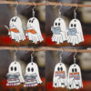 Wholesale Cross-Border Halloween Book Ghost Earrings Wooden Gothic Style Double-Sided Earrings Halloween Book Enthusiasts Gift