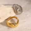 Wholesale 304 Stainless Steel Geometric PVD Coated 18K Real Gold Plated Simple Style Artistic Rings