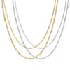 PVD Coated Real Gold Plated Solid Color 201 Stainless Steel IG Style Simple Style Waterproof Non Tarnish 201 Stainless Steel Double Layer Necklaces