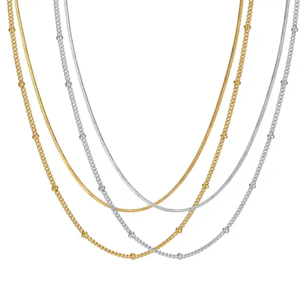PVD Coated Real Gold Plated Solid Color 201 Stainless Steel IG Style Simple Style Waterproof Non Tarnish 201 Stainless Steel Double Layer Necklaces
