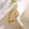 Wholesale Simple Style Flower Copper 18k Gold Plated Zircon Open Rings In Bulk