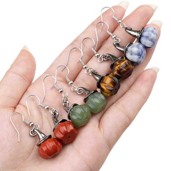 Wholesale Vintage Agate Pumpkin Crystal Pumpkin-Shaped Witch Hat Earrings