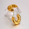 Wholesale 1 Pair Lady Simple Style C Shape Stainless Steel 18K Gold Plated Ear Studs