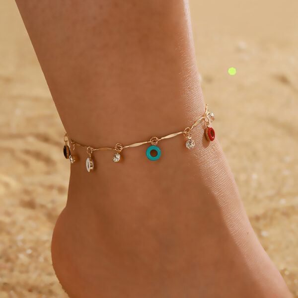 Wholesale AliExpress hot selling European and American fashion beach anklet creative color eye geometric chain beach anklet