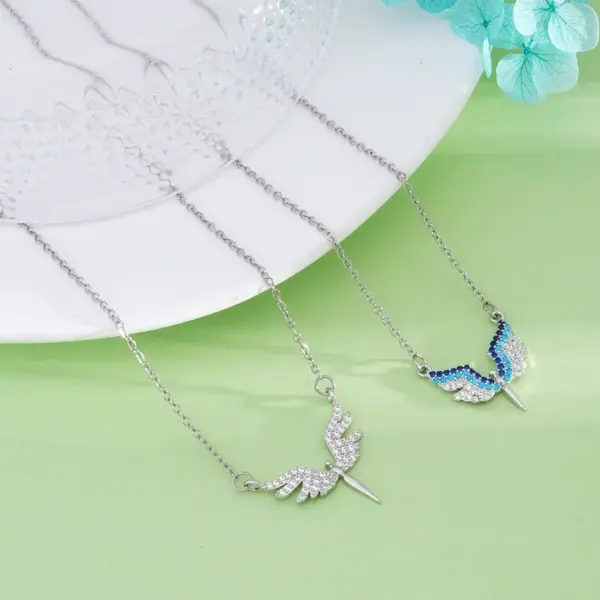 Wholesale 304 Stainless Steel Copper Wings Pendant Necklace