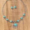 Wholesale Bohemian style jewelry vintage fashion animal elephant turquoise pendant necklace earrings