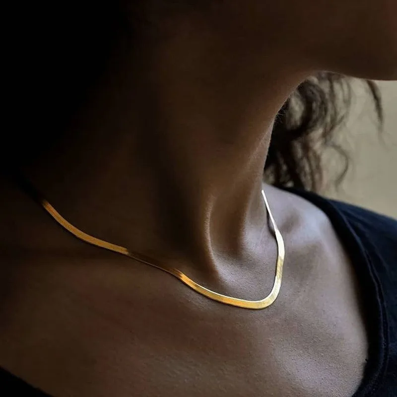 Wholesale PVD Coated Solid Color 304 Stainless Steel Streetwear Waterproof Non Tarnish 304 Stainless Steel Necklace