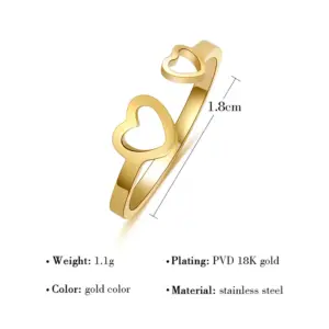 Wholesale Jewelry Simple Style Heart 304 Stainless Steel Zircon 18K Gold Plated