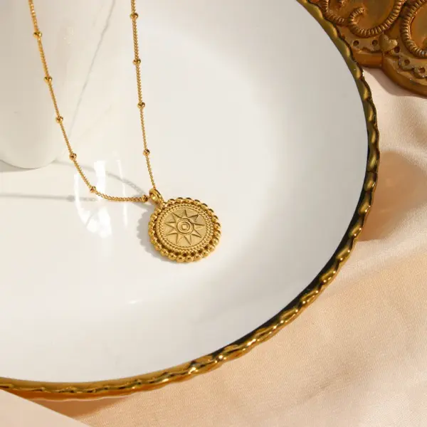 Wholesale PVD Coated Real Gold Plated 18K Gold Geometric 304 Stainless Steel Fashion Waterproof Non Tarnish 304 Stainless Steel Necklace