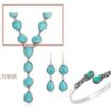 Wholesale European and American Retro Bohemian Style Necklace Women's Long Turquoise Jewelry Three-Piece Set Personality Design Jewelry