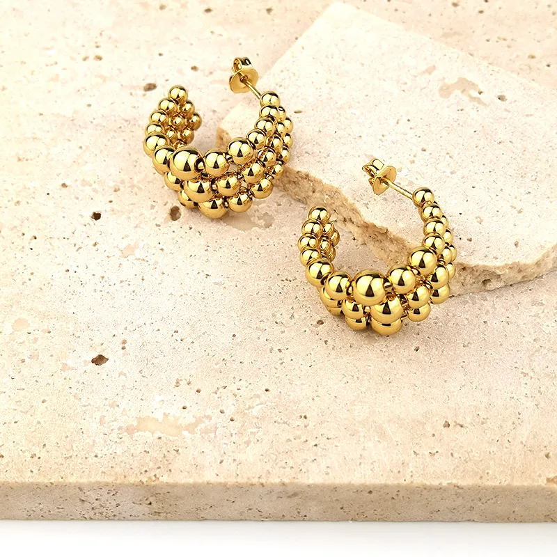 Wholesale 1 Pair Basic C Shape Plating Stainless Steel Earrings