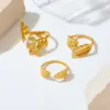 Wholesale 304 Stainless Steel Circle PVD Coated Rhinestones 18K Real Gold Plated Simple Style Waterproof Non Tarnish Inlay Open Rings