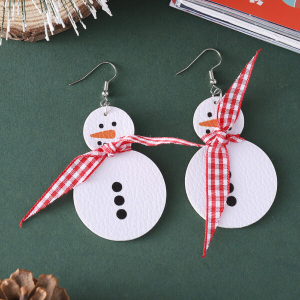 oly-b7e61bf96556220b7fb6460a25034441 Wholesale Christmas snowman scarf plaid ribbon earrings