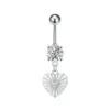 Stainless Steel Heart Series Zircon Navel Ring Piercing Jewelry Simple Style Unisex Navel Decoration Flower Pattern