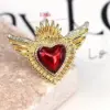 Wholesale Copper Inlay Heart Shape Wings Zircon Open Rings