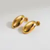 Wholesale 1 Pair Simple Style Oval 304 Stainless Steel 18K Gold Plated Stainless Steel Earrings