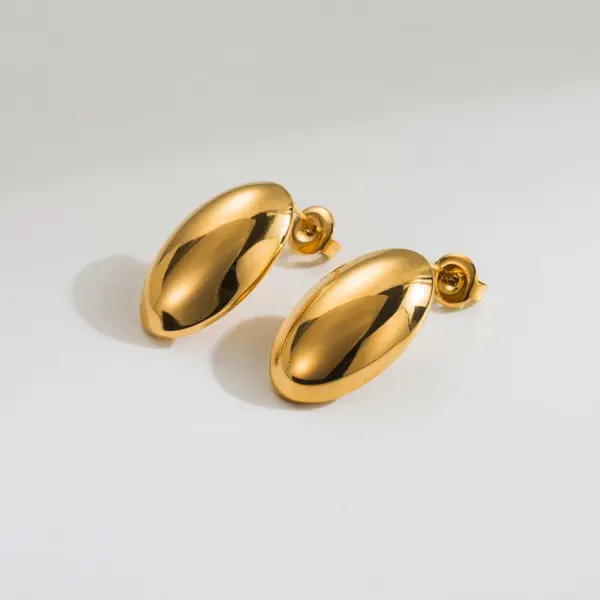Wholesale 1 Pair Simple Style Oval 304 Stainless Steel 18K Gold Plated Stainless Steel Earrings