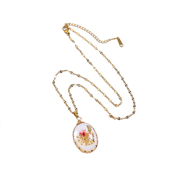 Wholesale Elegant preserved flower necklace for women, dried flower edging, teardrop pendant necklace