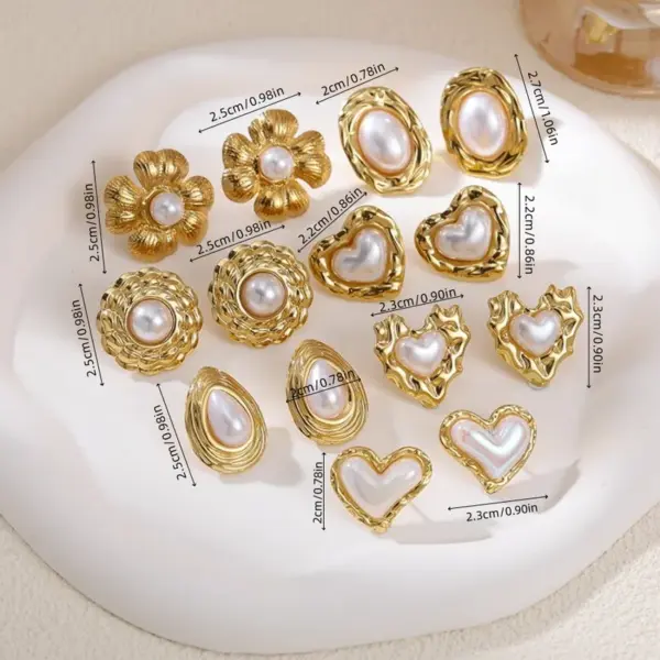 Wholesale Fashionable Style High-end Stainless Steel Earrings With Pearls, Exquisite And Luxurious, Non-fading, Suitable For Women To Wear