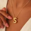 PVD Coated Real Gold Plated Letter 316L Stainless Steel Simple Style Waterproof Non Tarnish Surgical Steel 316L Stainless Steel Pendant Necklace