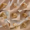 Wholesale Simple Style Square Flower Bow Knot Copper Hollow Out Inlay Zircon Open Ring 1 Piece