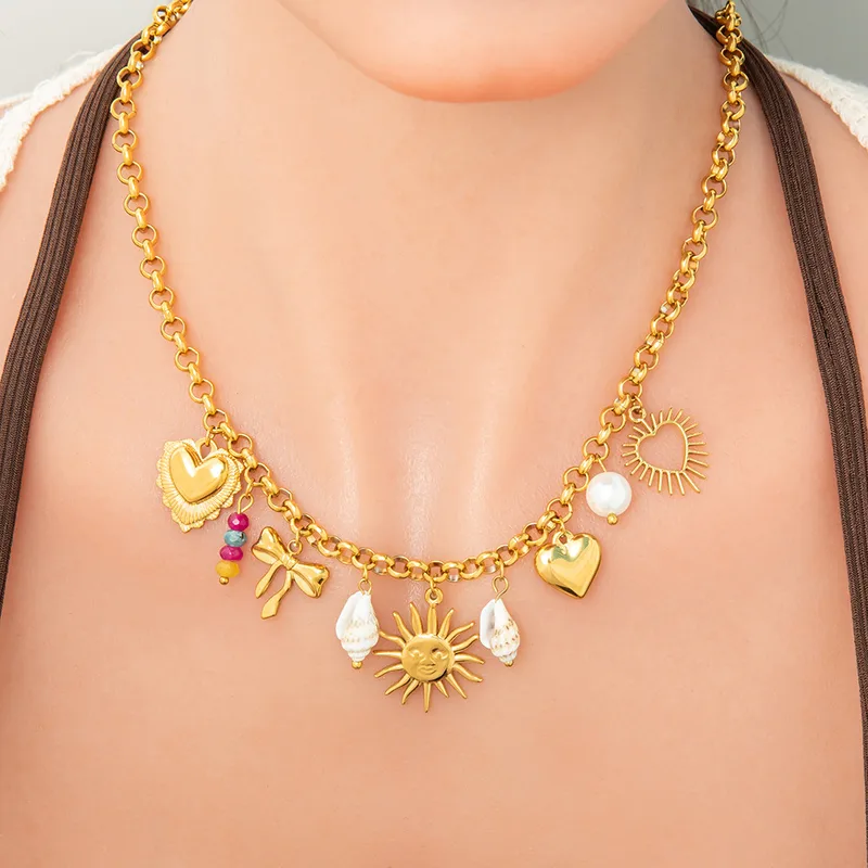 Wholesale PVD Coated Real Gold Plated Star Heart Shape 304 Stainless Steel Modern Style Classic Style Waterproof Non Tarnish 304 Stainless Steel Lobst