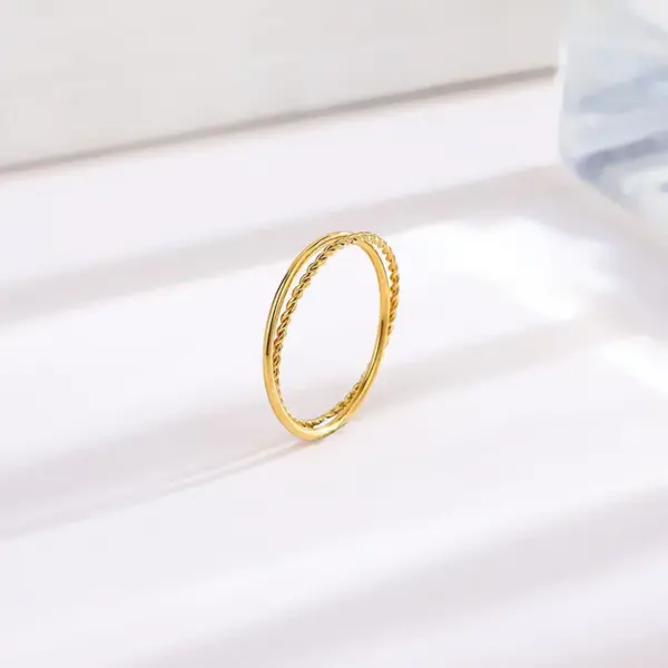 Wholesale Vacuum Plating PVD Coated Real Gold Plated 18K Gold Solid Color 304 Stainless Steel Simple Style Waterproof Non Tarnish Rings