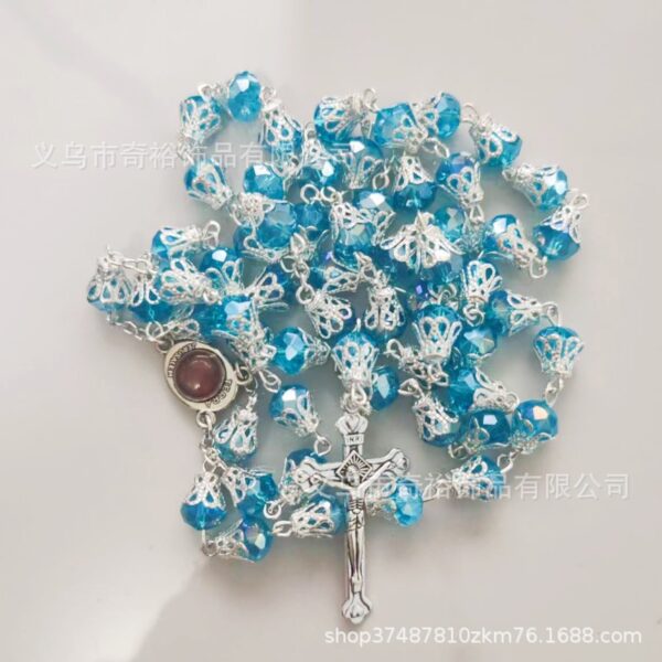 Wholesale Rosary Crystal Bead Cross Pendant Necklace